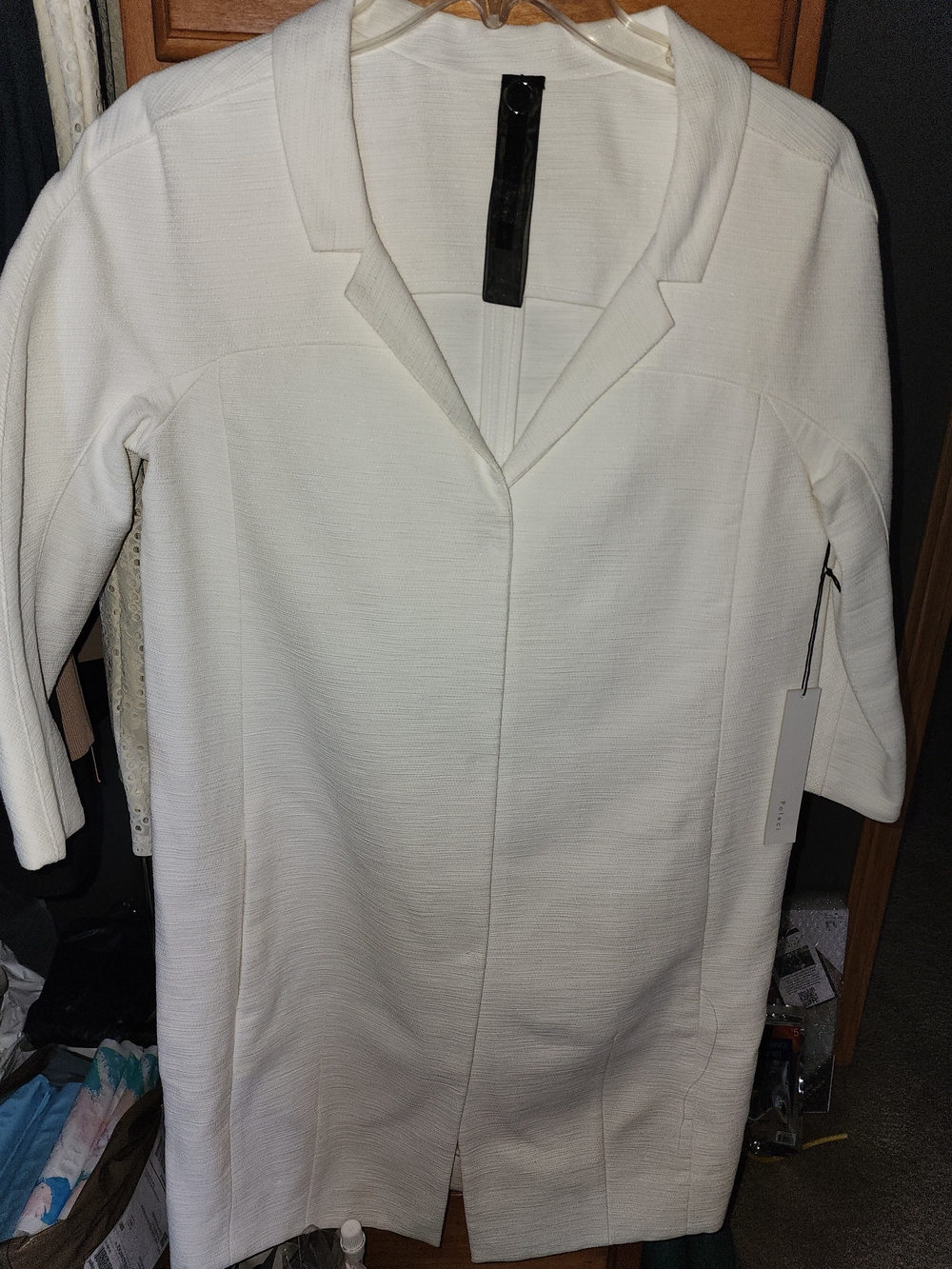Poleci White Structured Open-Front Tunic $200 NWT
